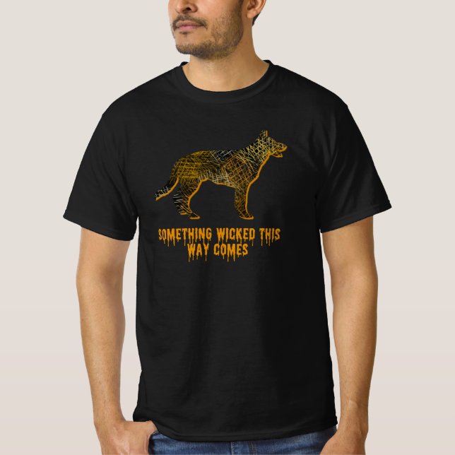 German Shepherd Silhouette Fun Orange Halloween T-Shirt (Vorderseite)