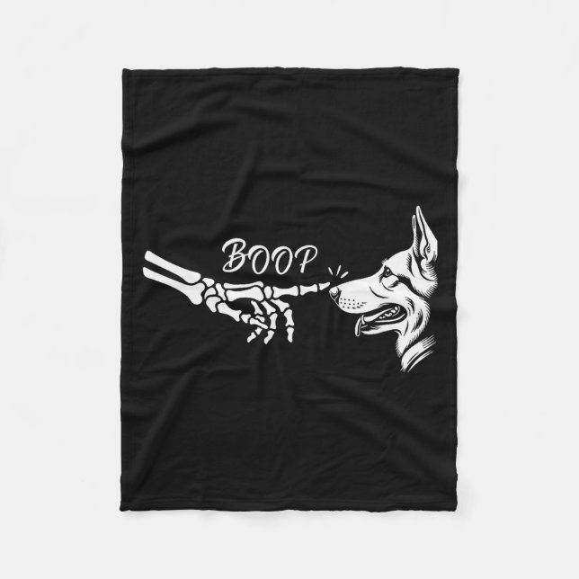 German Shepherd Skeleton Hand Boop Halloween Pet W Fleecedecke (Vorderseite)