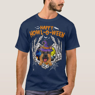 German Shepherd Skeleton Heart Happy HowlOWeen Cos T-Shirt