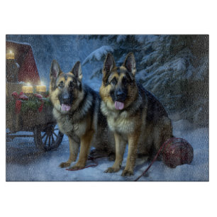 German Shepherd Snowy Sleigh Weihnachtsdekor Schneidebrett
