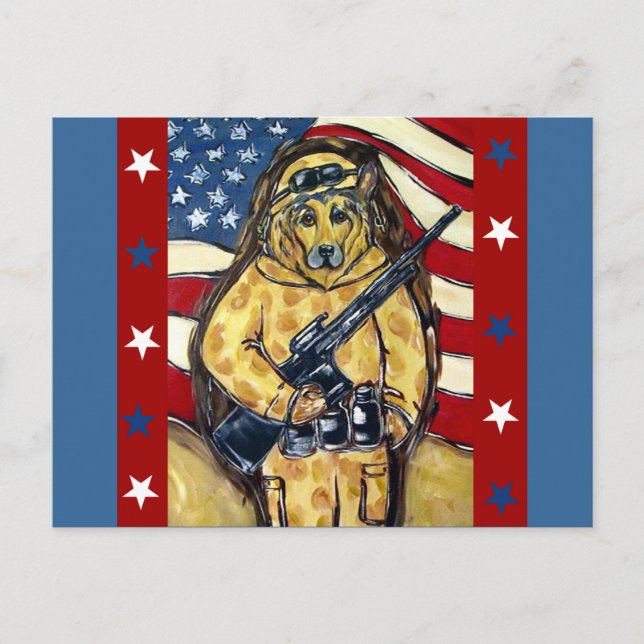 German Shepherd Soldier Postkarte (Vorderseite)