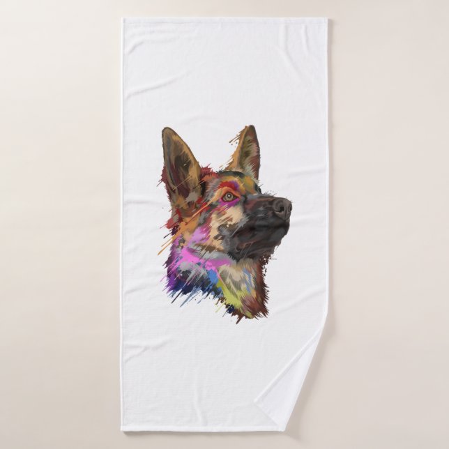 German Shepherd Splash Art Badehandtuch (Badehandtuch)