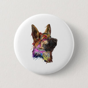German Shepherd Splash Art Button