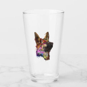 German Shepherd Splash Art Glas
