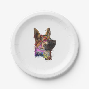 German Shepherd Splash Art Pappteller