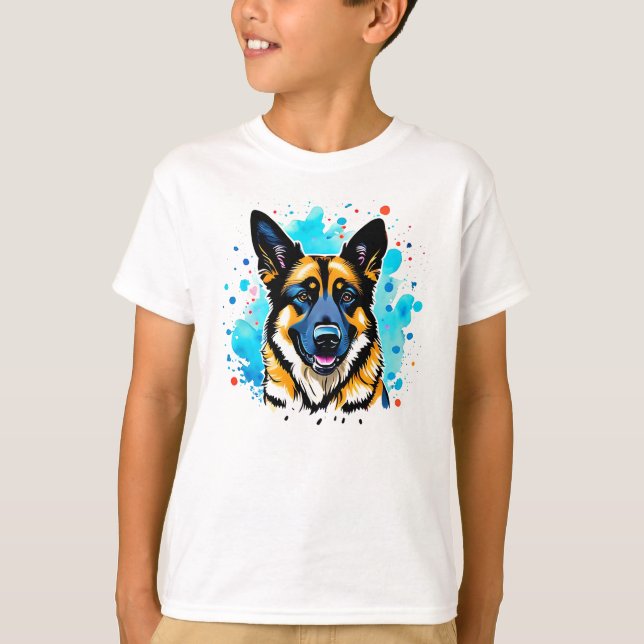 German Shepherd Splash Kids T - Shirt (Vorderseite)