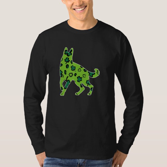 German Shepherd St Patrick S Day Green Leopard Sha T-Shirt (Vorderseite)