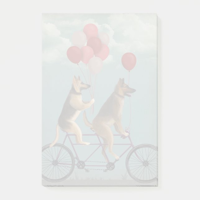 German Shepherd Tandem Post-it Klebezettel (Vorderseite)