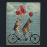 German Shepherd Tandem Puzzle<br><div class="desc">German Shepherd Tandem von Fabfunky. Deutsche Blätter auf einem Fahrrad im skurrilen Steampunk-Stil. | 192034D</div>
