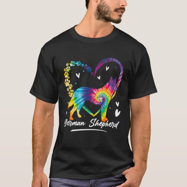 German Shepherd Tie Dye Rainbow Dog T-Shirt (Vorderseite)