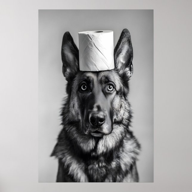 German Shepherd Toilet Paper Roll, Funny Bathroom Poster (Vorne)