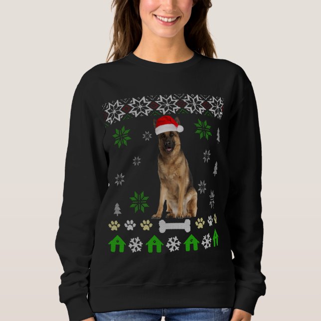 German Shepherd Ugly Christmas-German Shepherd Dog Sweatshirt (Vorderseite)