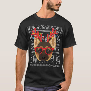 German Shepherd Ugly Christmas Sweater Reindeer Xm T-Shirt