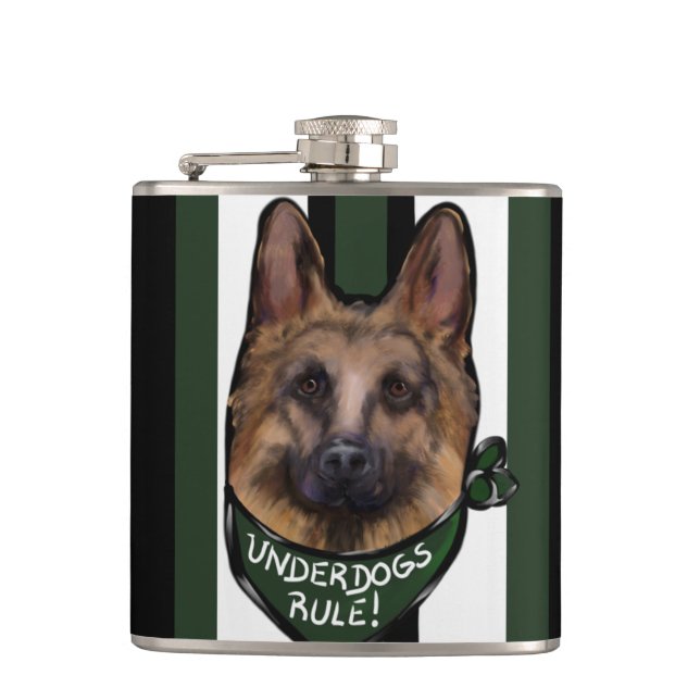 German Shepherd Underdog Flachmann (Vorderseite)