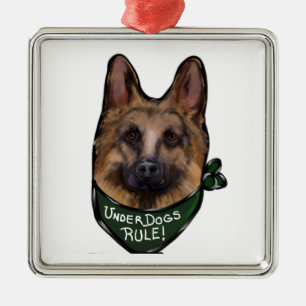 German Shepherd Underdog Ornament Aus Metall