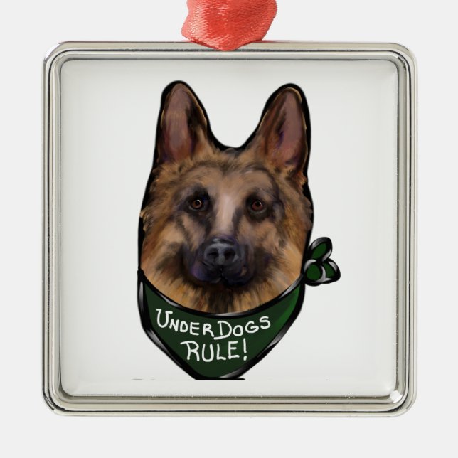 German Shepherd Underdog Ornament Aus Metall (Vorne)