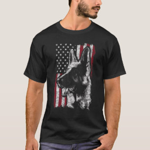 German Shepherd Us Flag 4th Of July America Dog 2 T-Shirt