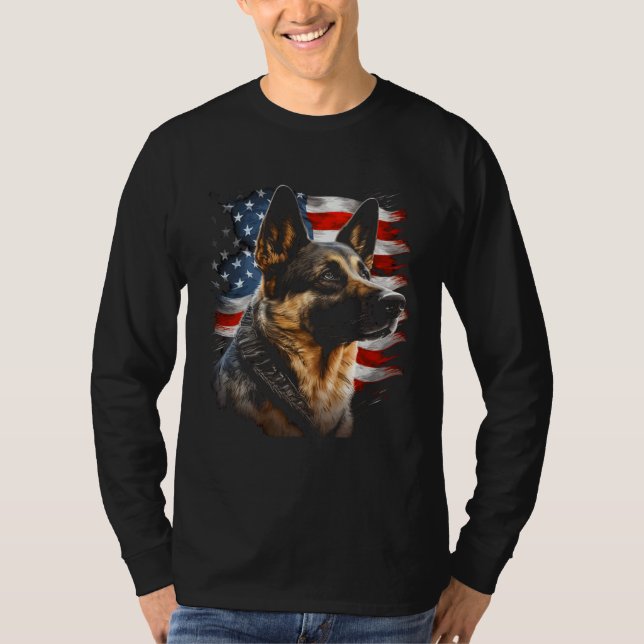 German Shepherd USA Flag Patriotic German Shepherd T-Shirt (Vorderseite)