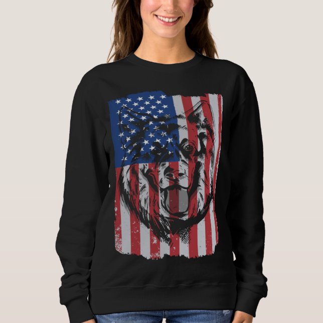 German Shepherd USA Merica Flag Retro Sweatshirt (Vorderseite)