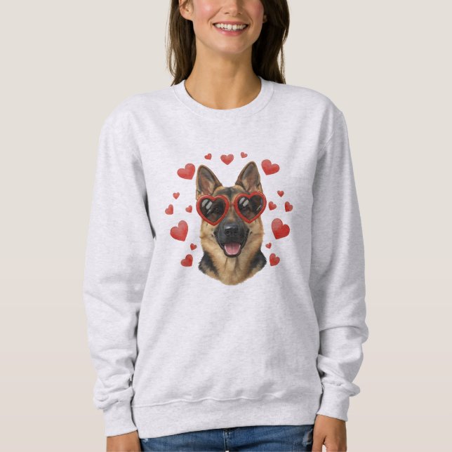 German Shepherd Valentine Oil Painting Dog Portrai Sweatshirt (Vorderseite)
