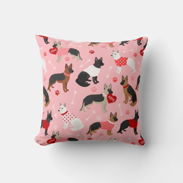 German Shepherd Valentine Pattern Kissen (Vorderseite)