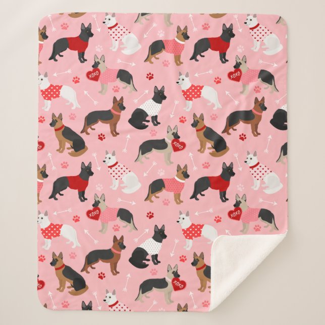 German Shepherd Valentine Pattern Sherpadecke (Vorderseite)