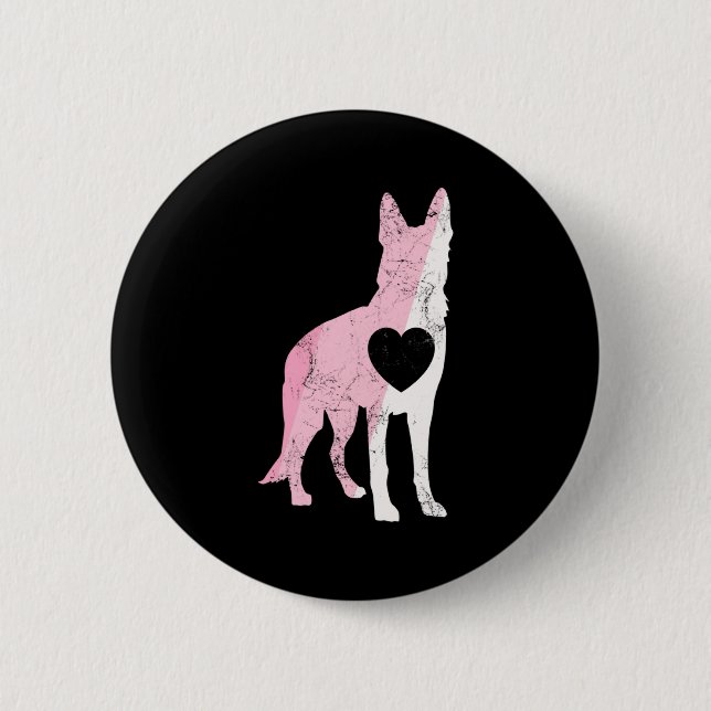 German Shepherd Valentines Day Cud Love Dog  Button (Vorderseite)