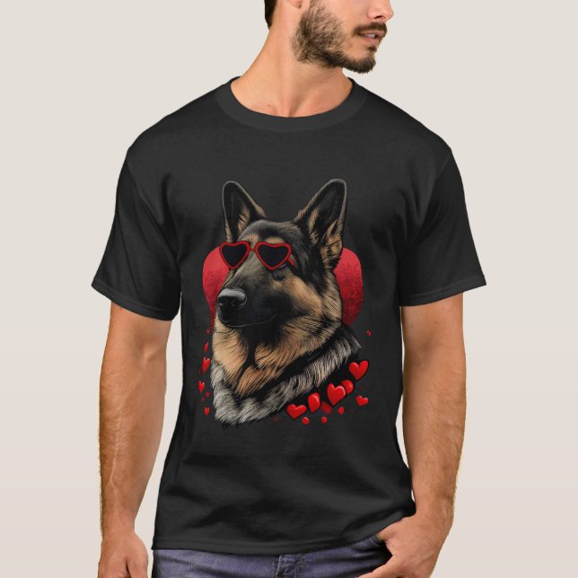 German Shepherd Valentines Day Dog Mom  Dad Love V T-Shirt (Vorderseite)