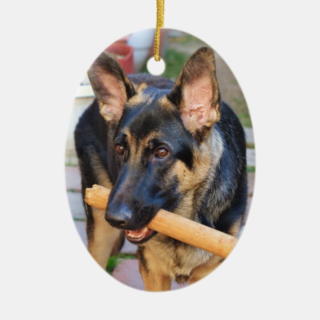German Shepherd von Shirley Taylor Keramik Ornament (Vorne)