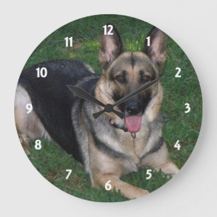 German Shepherd: Wall Clock Große Wanduhr