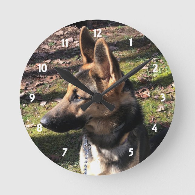 German Shepherd: Wall Clock Runde Wanduhr (Vorderseite)