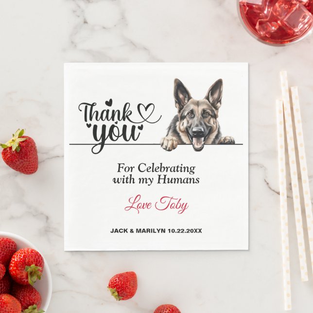 German Shepherd Wedding Danke Serviette (Beispiel)