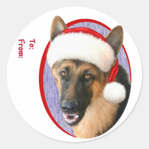 German Shepherd Weihnachts-Weihnachtsmannmütze - G Runder Aufkleber