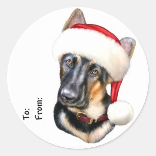 German Shepherd Weihnachts Weihnachtsweihnachtswei Runder Aufkleber