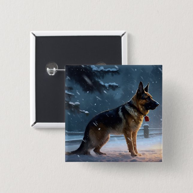 German Shepherd Weihnachtsfeiertage Button (Vorne & Hinten)