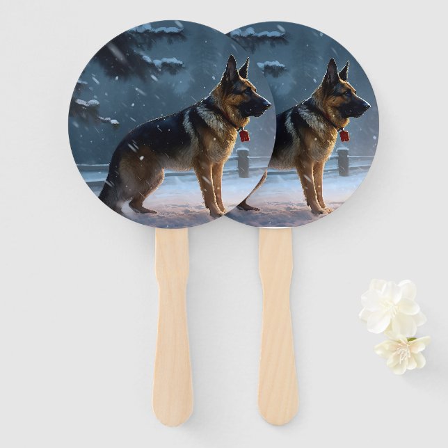 German Shepherd Weihnachtsfeiertage Fächer (Vorne und Hinten)