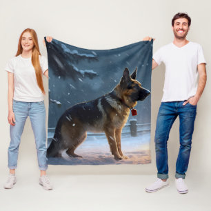 German Shepherd Weihnachtsfeiertage Fleecedecke