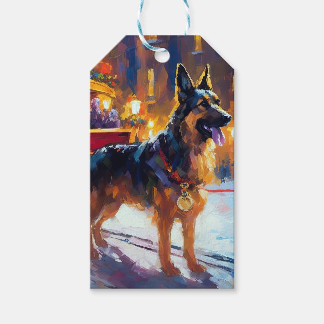 German Shepherd Weihnachtsfeiertage Geschenkanhänger (Vorderseite)