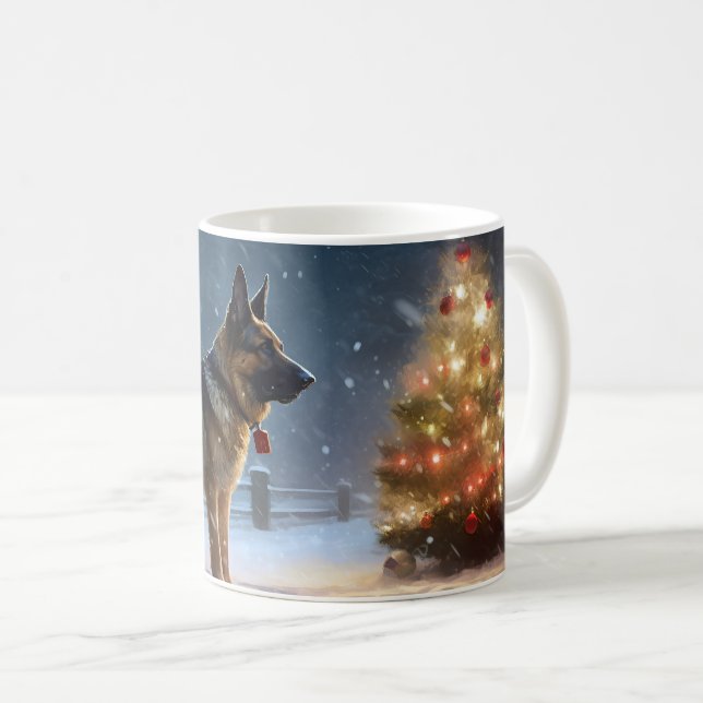 German Shepherd Weihnachtsfeiertage Kaffeetasse (VorderseiteRechts)