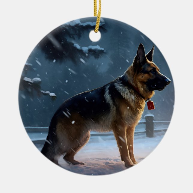 German Shepherd Weihnachtsfeiertage Keramik Ornament (Vorne)