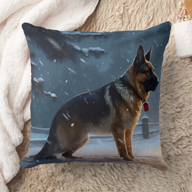 German Shepherd Weihnachtsfeiertage Kissen (Decke)