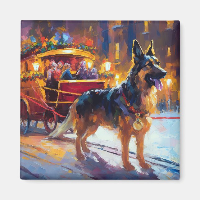 German Shepherd Weihnachtsfeiertage Magnet (Vorne)