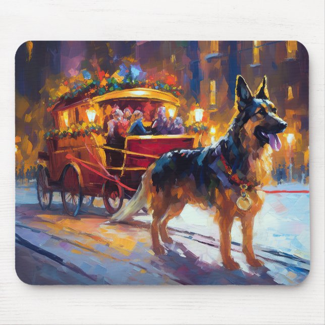 German Shepherd Weihnachtsfeiertage Mousepad (Vorne)