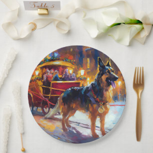 German Shepherd Weihnachtsfeiertage Pappteller