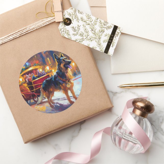 German Shepherd Weihnachtsfeiertage Runder Aufkleber (Schenken)