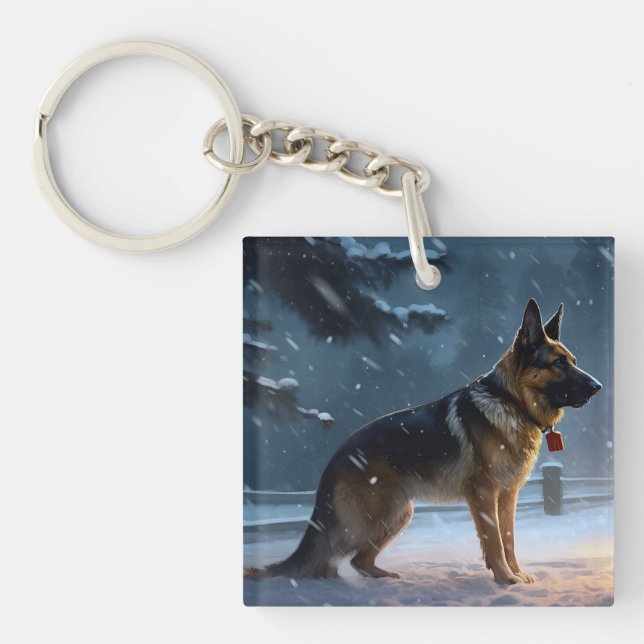 German Shepherd Weihnachtsfeiertage Schlüsselanhänger (Vorderseite)