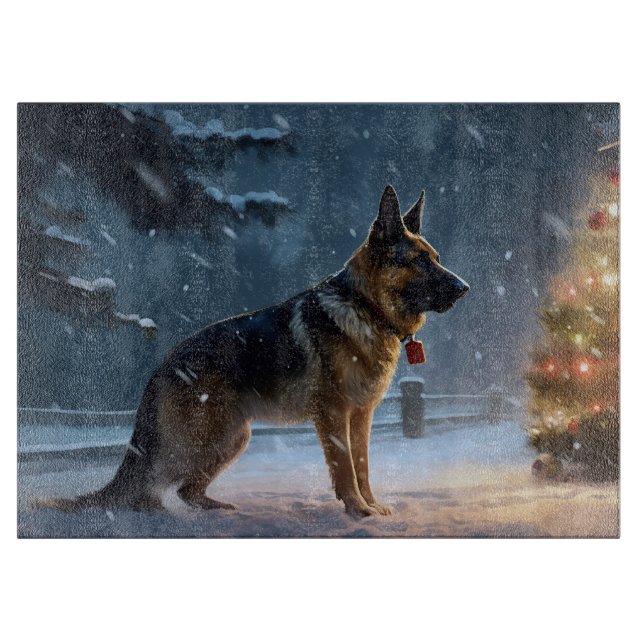 German Shepherd Weihnachtsfeiertage Schneidebrett (Vorderseite)