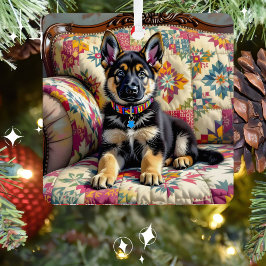 German Shepherd Welppy Dog Personalisierte Weihnac Ornament Aus Metall