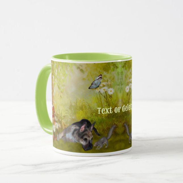 German Shepherd Welppy Fantasy Dog Art Personalisi Tasse (Vorderseite Links)