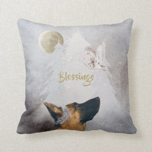 German Shepherd Winter Watercolor Holiday Gold Kissen